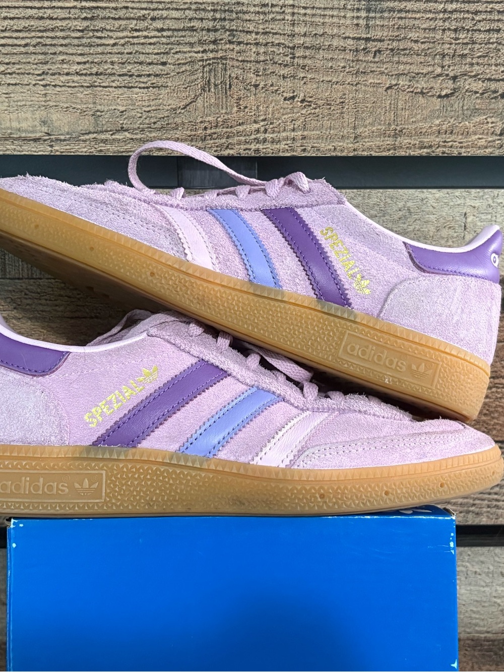 adidas Spezial Suede Sneakers in Lavender, Purple, light pink & Light Blue
